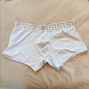 Versace Boxer Briefs in White with Gold Accents
